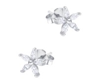 Beautiful Flower Crystal Silver Stud Earring STS-6389
